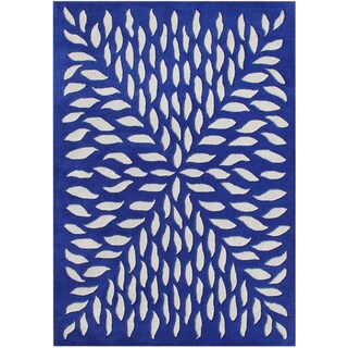 Handmade Blue Blended Wool Rug (8' x 10')