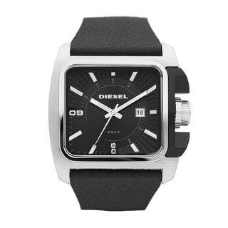 Diesel Men's Square Case/ Black Leather Strap Watch