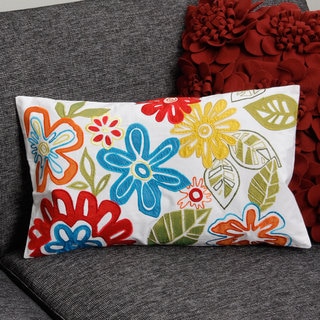 --->  Bright Flowers Rectangle Cotton Pillow Cover (India)