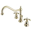Widespread Polished Brass Cross Handles Bathroom Faucet