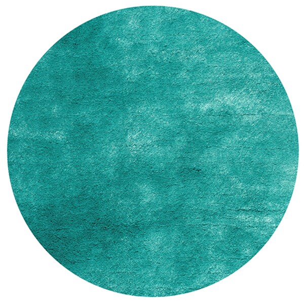 Handmade Posh Teal Shag Rug (4' x 4' Round) 15395898