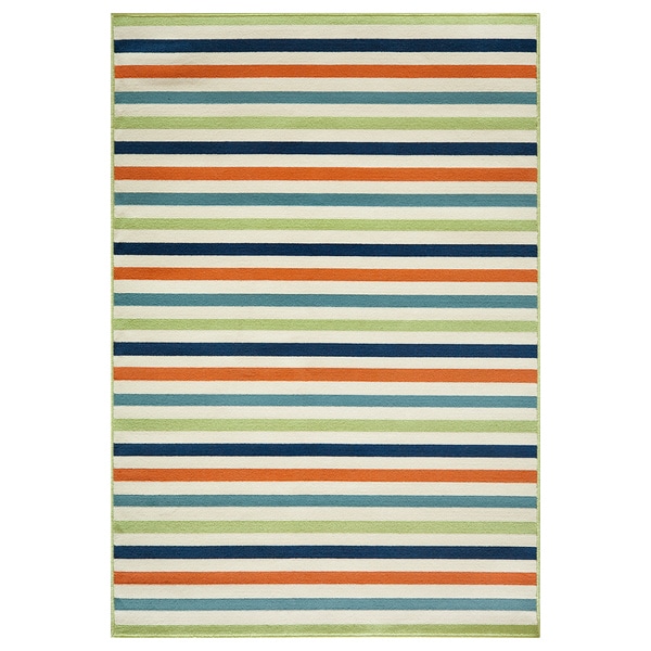 Indoor/ Outdoor Multicolored Striped Rug (5'3 x 7'6)