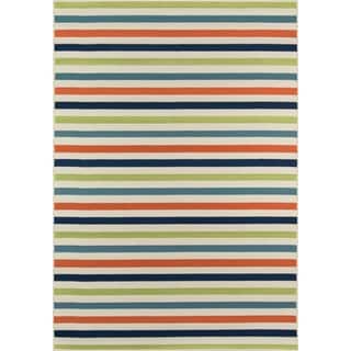 Indoor/Outdoor Multicolor Striped Rug (8'6 x 13')