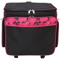 Mackinac Moon Basic Rolling Tote-Black With Pink Floral