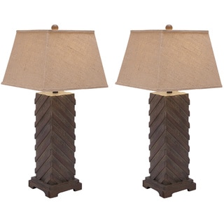 Casa Cortes Luxe Handcrafted Rustic Wood 31-inch Table Lamps (Set of 2)