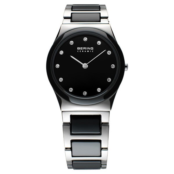 Bering Womens Black Dial Crystal-accented Watch