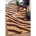 Handmade Alexa Modern Zebra Brown/ Ivory Wool Rug (8'6 x 11'6)