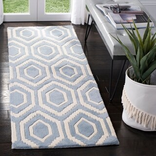 Handmade Moroccan Blue Wool Rug (2'3 x 7')