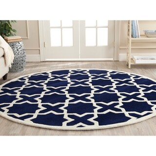 Handmade Moroccan Dark Blue Wool Rug (7' Round)