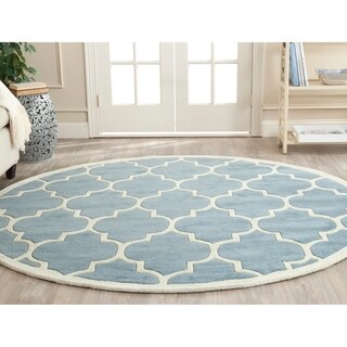 Handmade Moroccan Blue Wool Rug (7' Round)