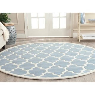 Handmade Moroccan Blue Wool Rug (7' Round)