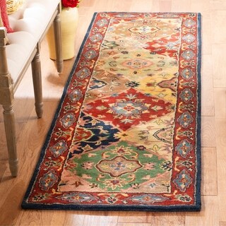 Handmade Heritage Majesty Red Wool Rug (2'3 x 6')