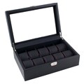 Caddy Bay Collection Black Carbon Fiber Pattern Watch Box Display Case