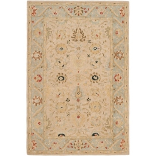 Safavieh Hand-made Anatolia Natural/ Soft Turquoise Wool Rug (6' x 9')