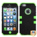 BasAcc Black/ Green Diamante Tuff Hybrid Case For Apple iPhone 5
