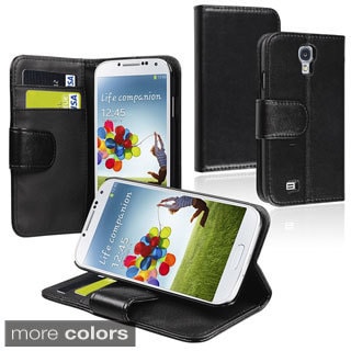 Basacc Black Leather Case With Card Wallet For Samsung Galaxy S4