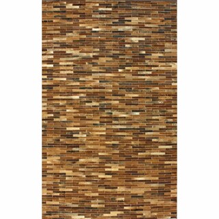 Hot Deal nuLOOM Handmade Geometric Brown Cowhide Rug (7'6 x 9'6)