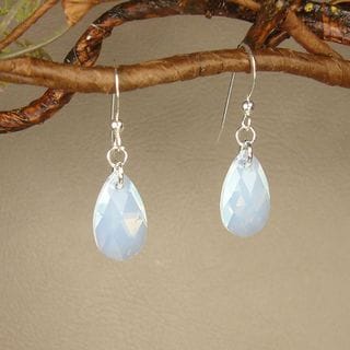 Jewelry by Dawn Sterling Silver Teardrop White Crystal Pear Earrings