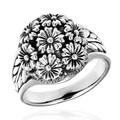 Floral Cluster Sweet Dome Bouquet .925 Sterling Silver Ring (Thailand)