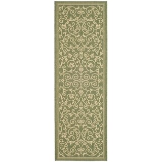 Safavieh Indoor/ Outdoor Courtyard Olive/ Natural Rug (2'4 x 14')