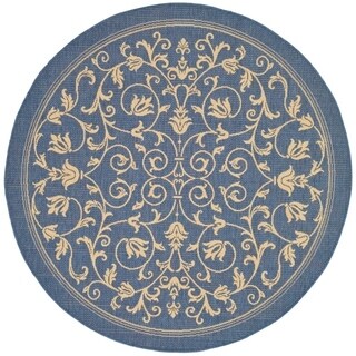 Safavieh Indoor/ Outdoor Courtyard Blue/ Natural Rug (7'10 Round)
