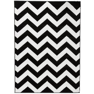 Hand-carved Chevron Contemporary Black Area Rug (7'10 x 9'10)