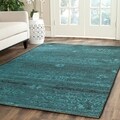 Safavieh Palazzo Black/ Turquoise Chenille Rug (4' x 6')