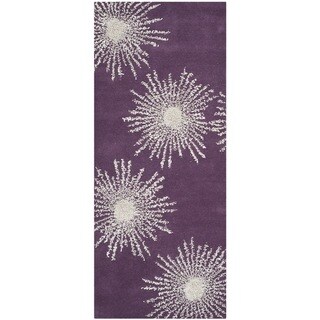 Safavieh Hand-made Soho Burst Purple/ Ivory Wool Rug (2'6 x 6')
