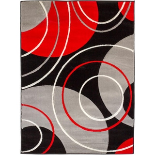 red and grey rugs