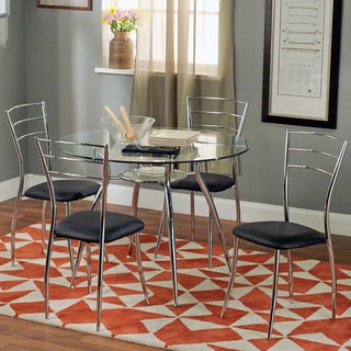 'Mabel' 5-Piece Black Metal and Tempered Glass Dining Set