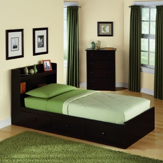 Dark Walnut Twin-sized Storage Headboard