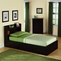 Dark Walnut Twin-sized Storage Headboard
