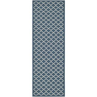 Safavieh Indoor/ Outdoor Courtyard Navy/ Beige Rug (2'3 x 6'7)