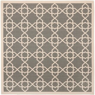 Safavieh Indoor/ Outdoor Courtyard Grey/ Beige Rug (7'10 Square)