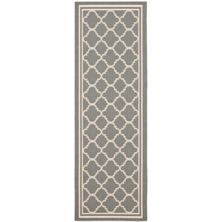 Safavieh Indoor/ Outdoor Courtyard Anthracite/ Beige Rug (2'4 x 22')