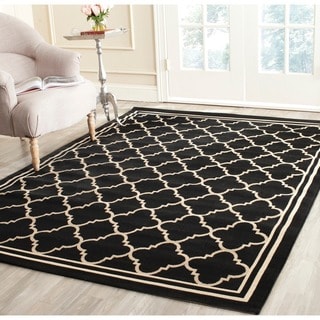 Safavieh Indoor/ Outdoor Courtyard Black/ Beige Rug (7'10 Square)