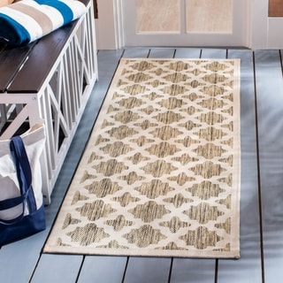 Safavieh Indoor/ Outdoor Courtyard Navy/ Beige Rug (5'3 x 7'7)