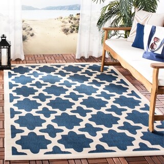 Safavieh Indoor/ Outdoor Courtyard Navy/ Beige Rug (2'7 x 5')