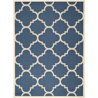 Safavieh Indoor/ Outdoor Courtyard Navy/ Beige Rug (8' x 11')