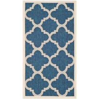 Safavieh Indoor/ Outdoor Courtyard Navy/ Beige Rug (2' x 3'7)