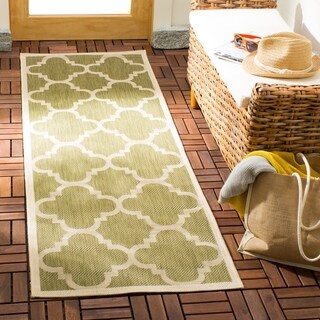 Safavieh Indoor/ Outdoor Courtyard Green/ Beige Rug (2'3 x 10')