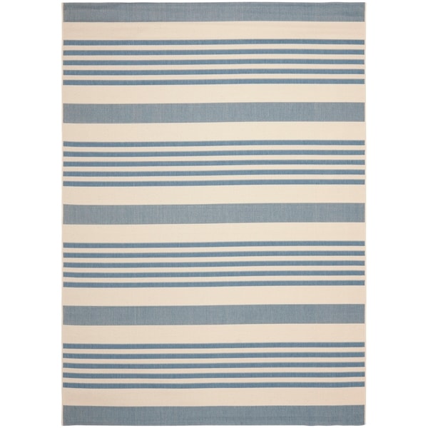 Safavieh Indoor/ Outdoor Courtyard Beige/ Blue Area Rug (9' x 12