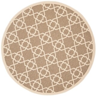 Safavieh Indoor/ Outdoor Courtyard Brown/ Beige Rug (7'10 Round)