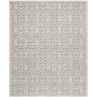 (^ ^)// Safavieh Handmade Moroccan Cambridge Geometric Silver/Ivory Wool Rug (10' x 14')