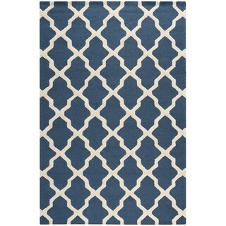 (^.^)/  Safavieh Handmade Moroccan Cambridge Navy Blue/ Ivory Wool Area Rug (11' x 15')