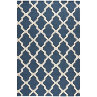 (>_<)  Safavieh Handmade Moroccan Cambridge Navy Blue/ Ivory Wool Rug (10' x 14')