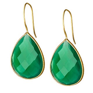 Saachi 18k Gold Faceted Single Pear Drop Gemstone Earrings (India)