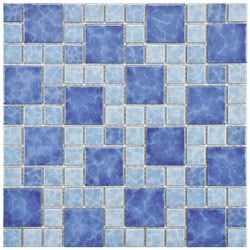 Hot Deal SomerTile 11.75x11.75-in Watermark Versailles Adriatic Porcelain Mosaic Tile (Pack of 10)