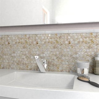 SomerTile Seashell Penny Natural Mosaic Tile (Pack of 10)