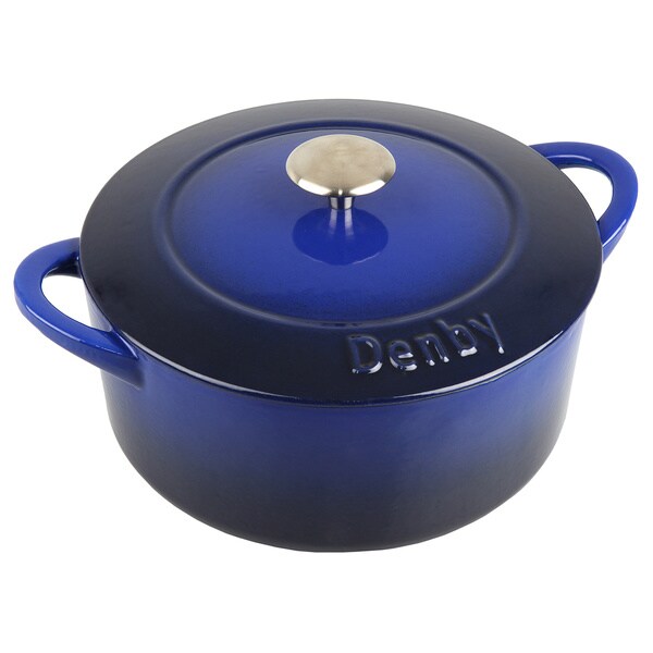 Denby Imperial Blue Cast Iron Covered Casserole Pot